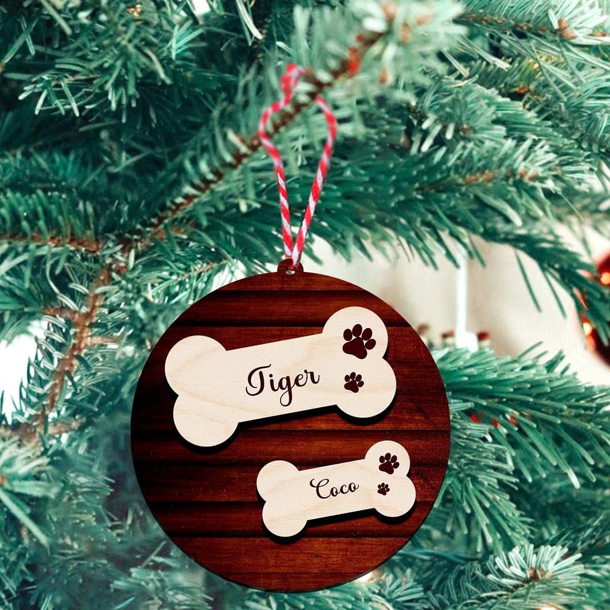 Dog Name Christmas Ornament – Personalized Pet Design - Sblossom