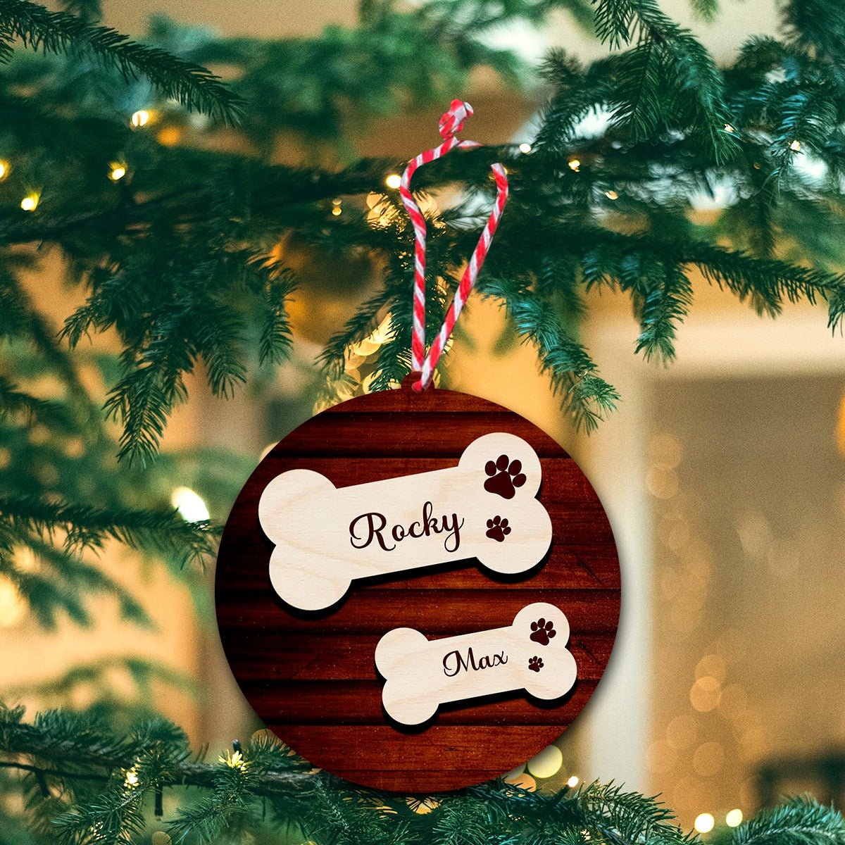 Dog Name Christmas Ornament – Personalized Pet Design - Sblossom