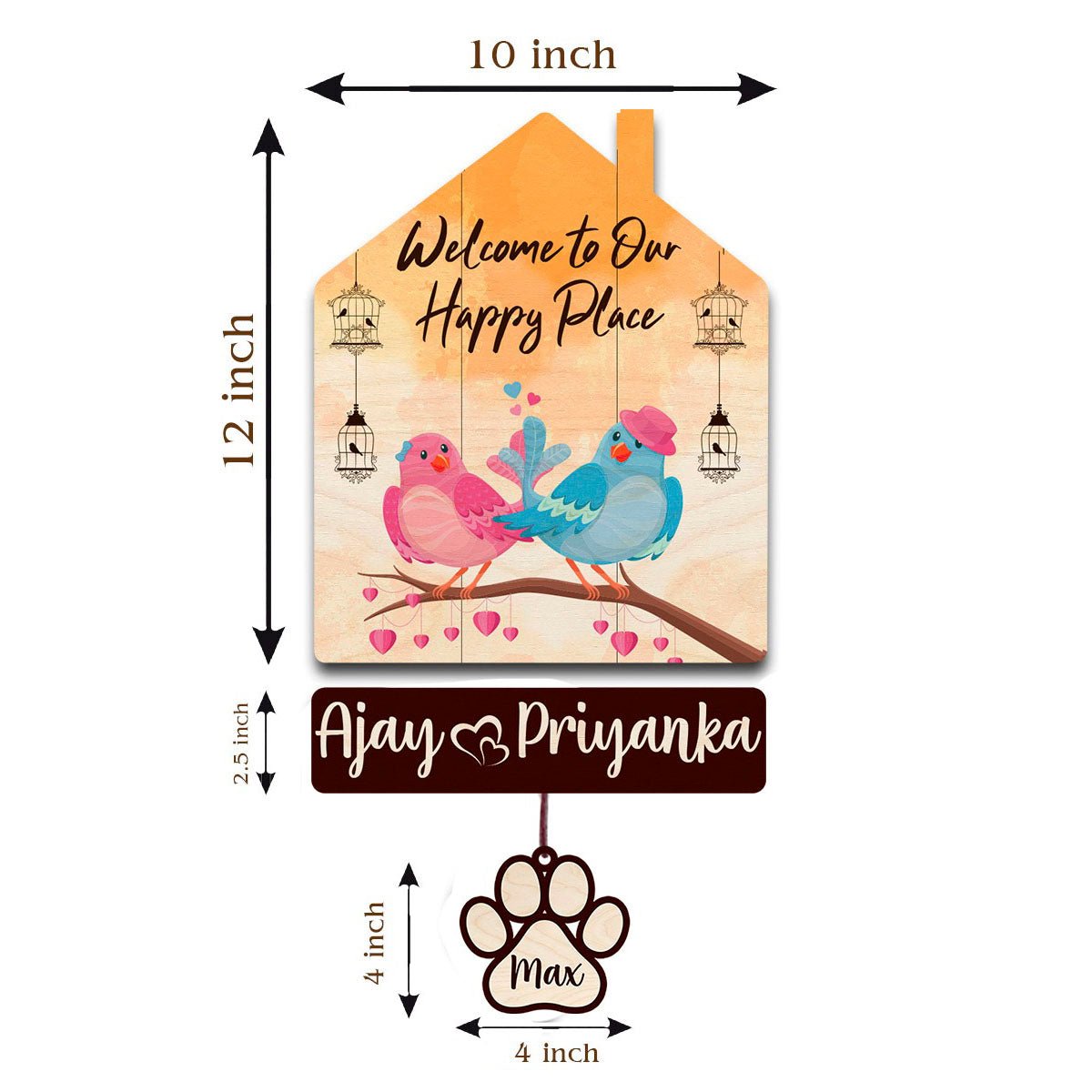 Dog Name Plate Design – Couple Hut with Pet Paw Tag - Sblossom