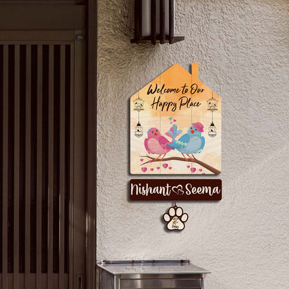Dog Name Plate Design – Couple Hut with Pet Paw Tag - Sblossom