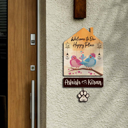 Dog Name Plate Design – Couple Hut with Pet Paw Tag - Sblossom