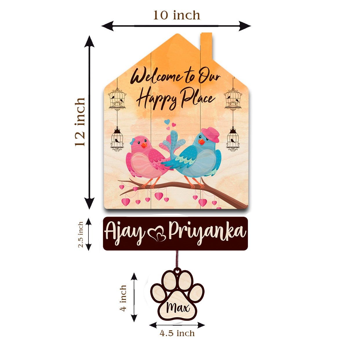 Dog Name Plate Design – Couple Hut with Pet Paw Tag - Sblossom
