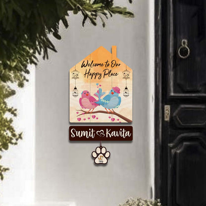 Dog Name Plate Design – Couple Hut with Pet Paw Tag - Sblossom