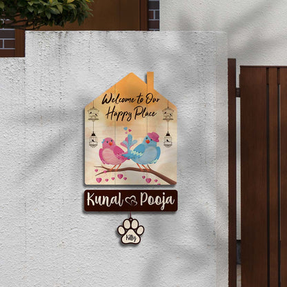Dog Name Plate Design – Couple Hut with Pet Paw Tag - Sblossom