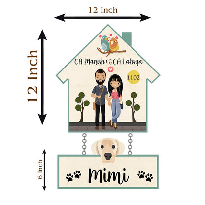Dog Name Plate with Couple Name– House Hanging Set with Pet Tag - Sblossom