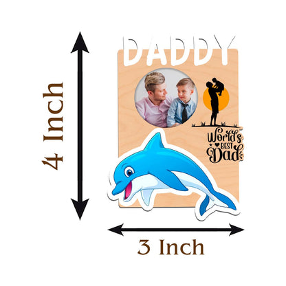 Dolphin Daddy Fridge Magnet – Wooden Photo for Father - Sblossom