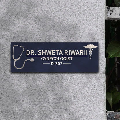 Dr Name Plate Design – Navy Stethoscope for Clinic - Sblossom