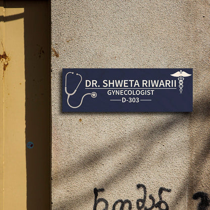 Dr Name Plate Design – Navy Stethoscope for Clinic - Sblossom
