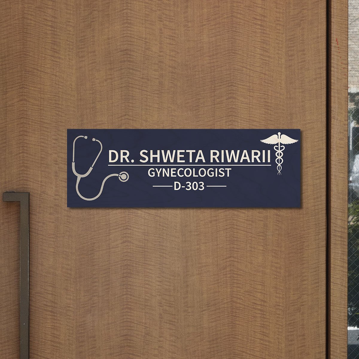 Dr Name Plate Design – Navy Stethoscope for Clinic - Sblossom