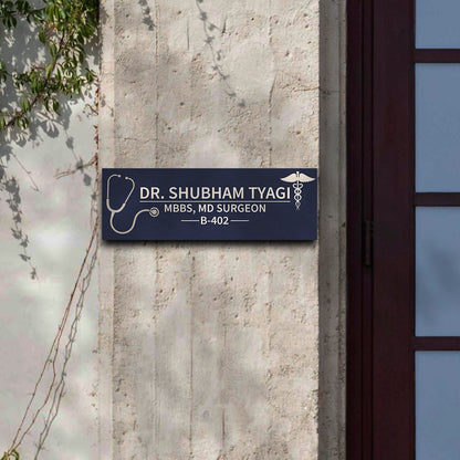 Dr Name Plate Design – Navy Stethoscope for Clinic - Sblossom