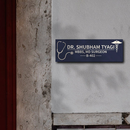 Dr Name Plate Design – Navy Stethoscope for Clinic - Sblossom