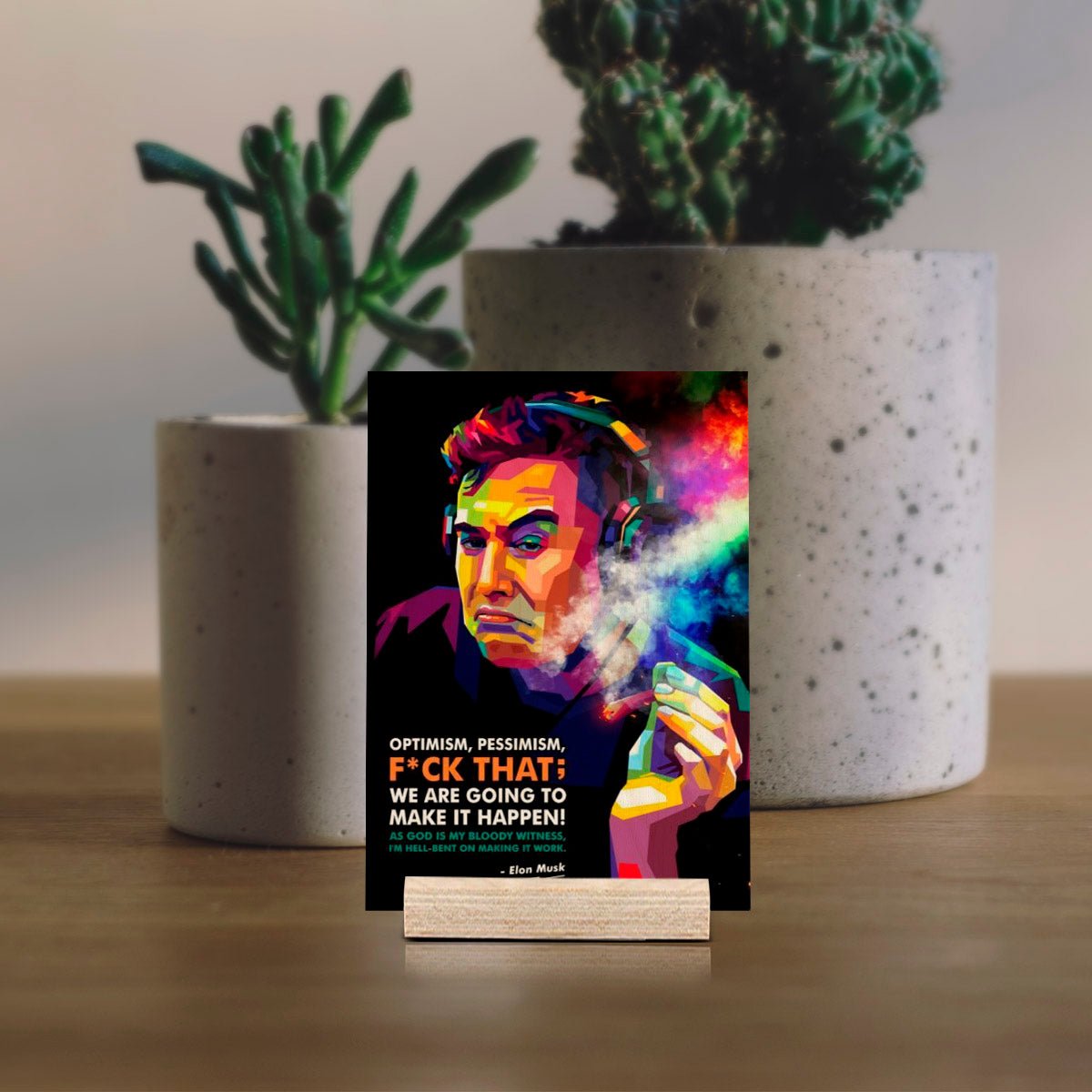 Elon Musk Wood Print – Colourful Pop Art Portrait - Sblossom