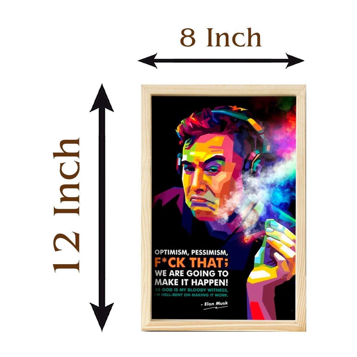 Elon Musk Wooden Frame – Colourful Pop Art in 3D - Sblossom