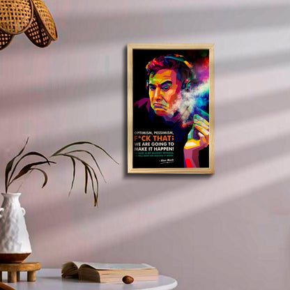 Elon Musk Wooden Frame – Colourful Pop Art in 3D - Sblossom