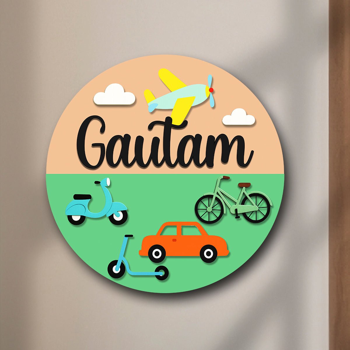 Embossed Kids Name Plate – Vehicles Theme in 3D - Sblossom