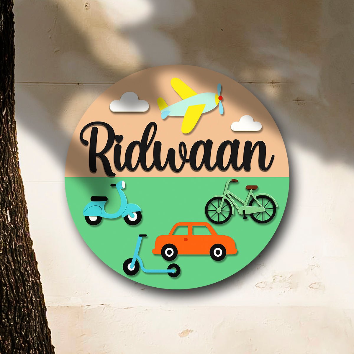 Embossed Kids Name Plate – Vehicles Theme in 3D - Sblossom
