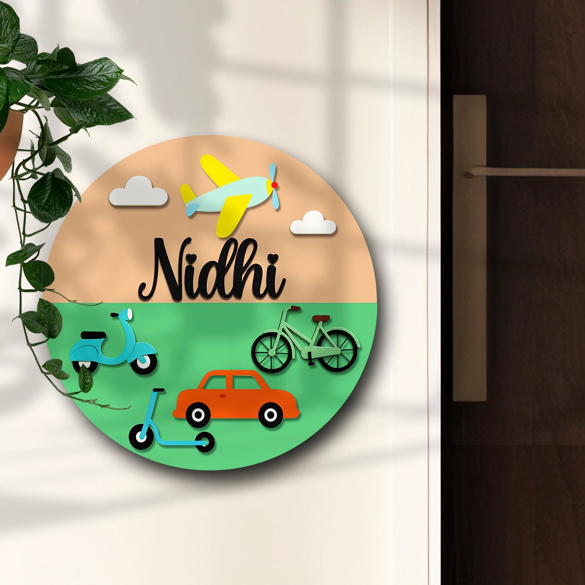 Embossed Kids Name Plate – Vehicles Theme in 3D - Sblossom