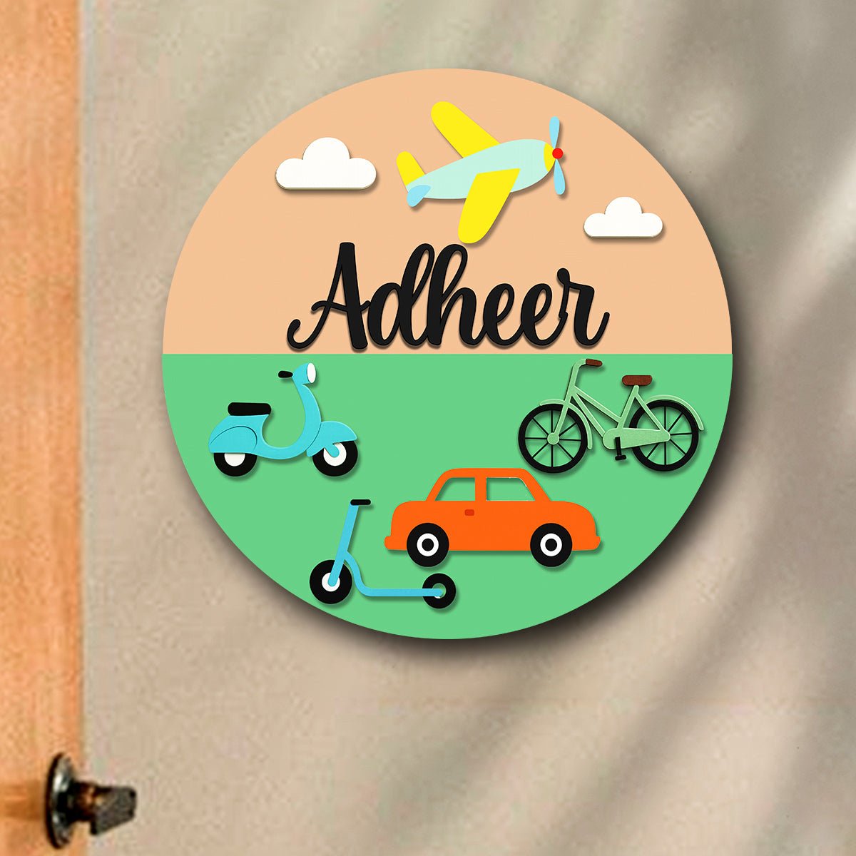 Embossed Kids Name Plate – Vehicles Theme in 3D - Sblossom