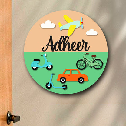 Embossed Kids Name Plate – Vehicles Theme in 3D - Sblossom