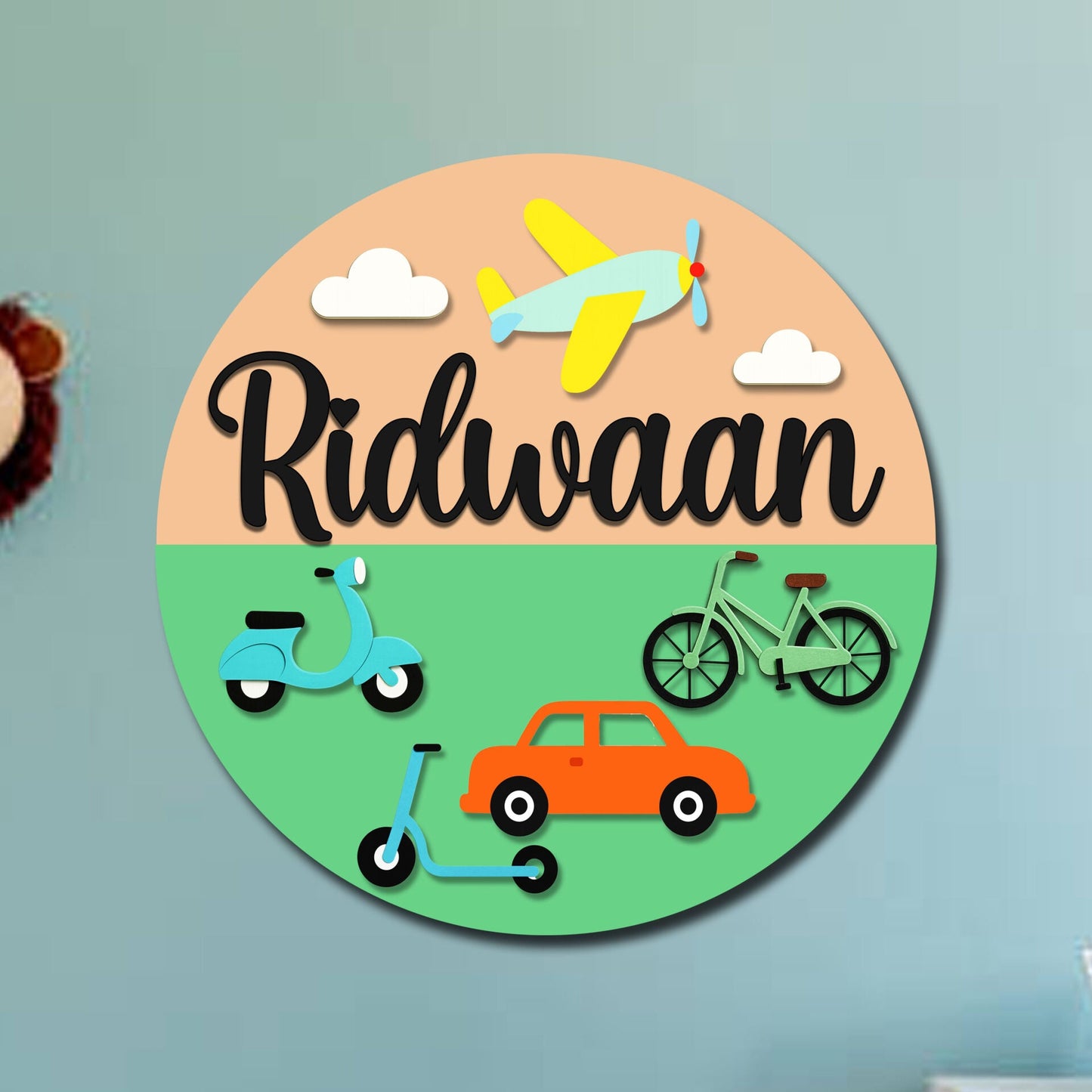 Embossed Kids Name Plate – Vehicles Theme in 3D - Sblossom