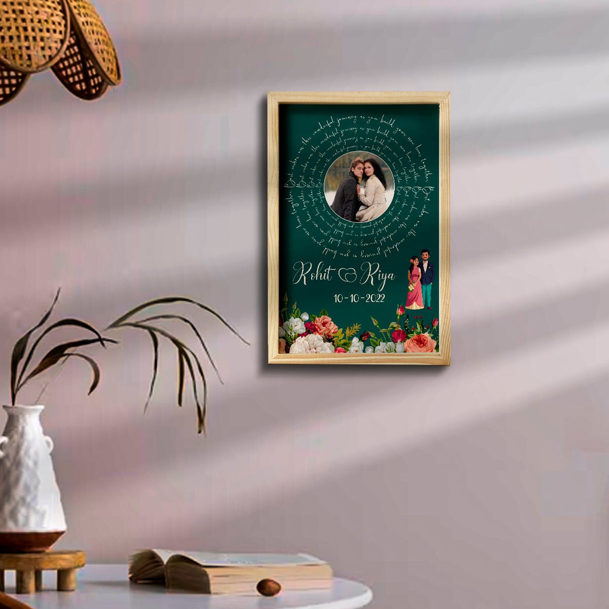 Eternal Bloom Wooden Frame in 3D – Personalized Floral Photo - Sblossom