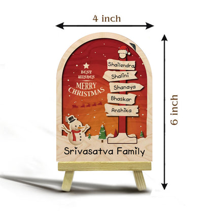 Family Christmas Wood Print with Stand – Names in 3D - Sblossom