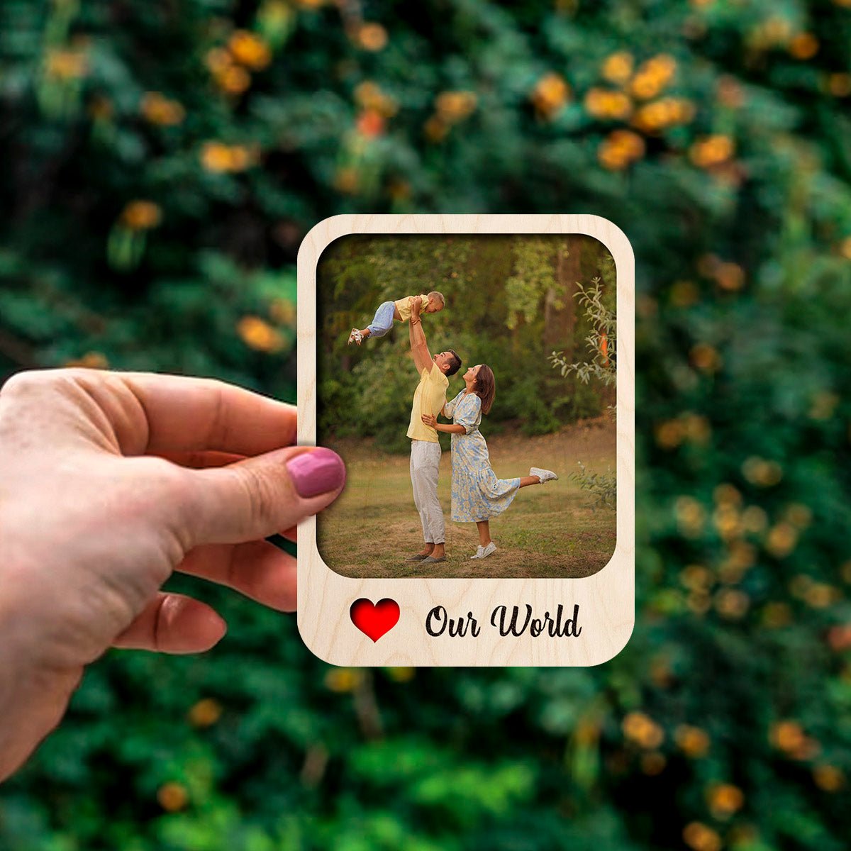 Family Love Photo Magnet – Personalized Cursive Print - Sblossom