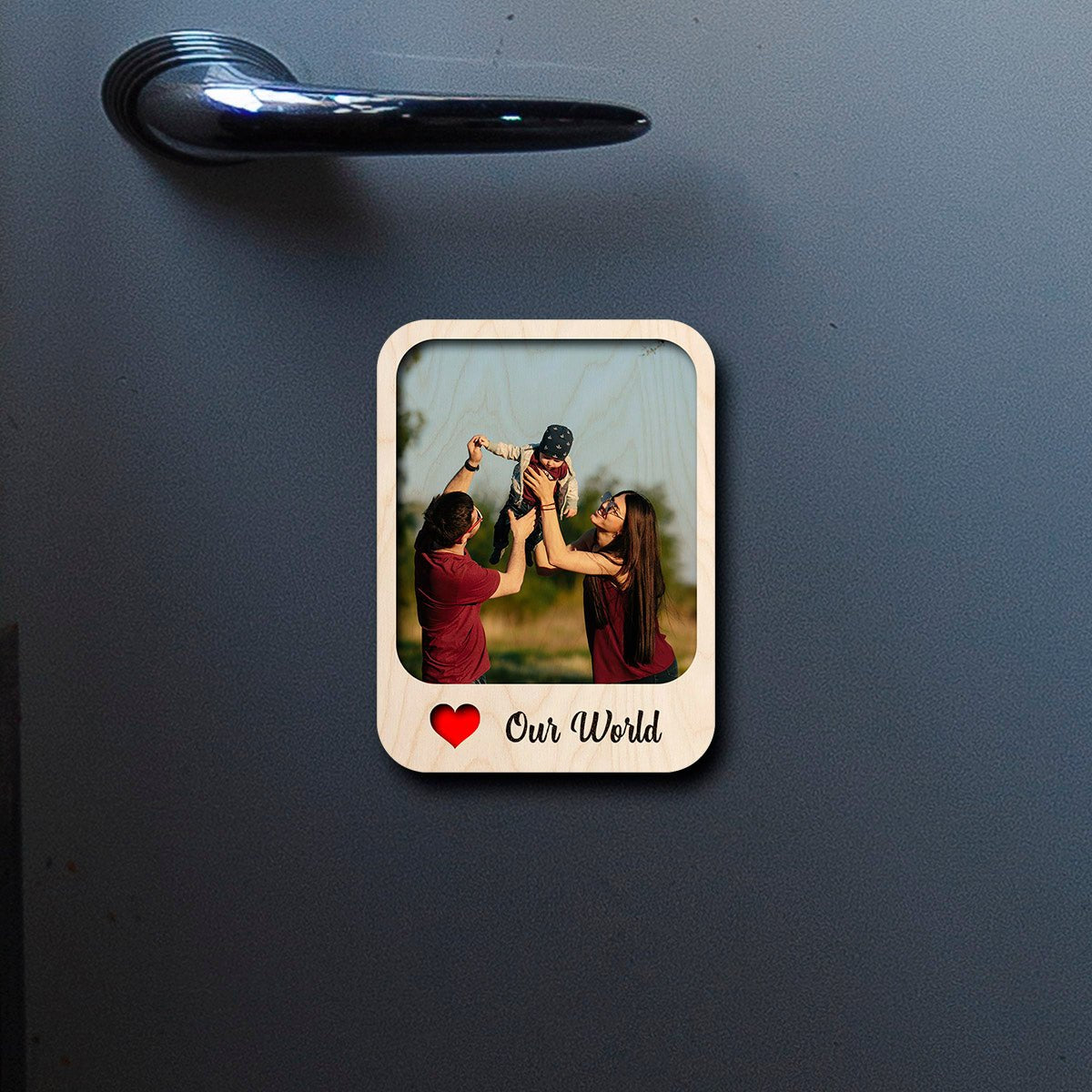 Family Love Photo Magnet – Personalized Cursive Print - Sblossom