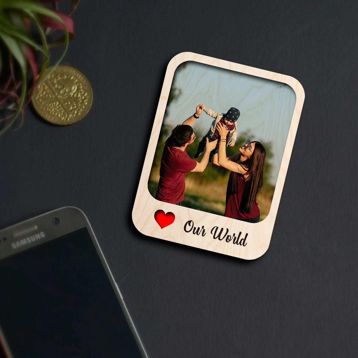 Family Love Photo Magnet – Personalized Cursive Print - Sblossom