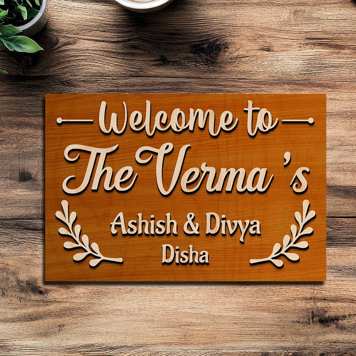 Family Name Board for Home – Cursive Surname in 3D - Sblossom