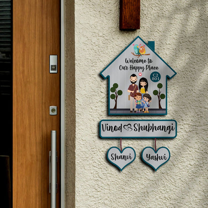 Family Name Plate – House-Shape Silhouette Set - Sblossom