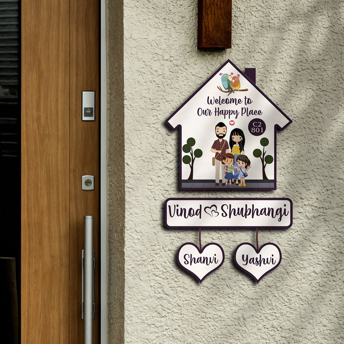 Family Name Plate – House-Shape Silhouette Set - Sblossom
