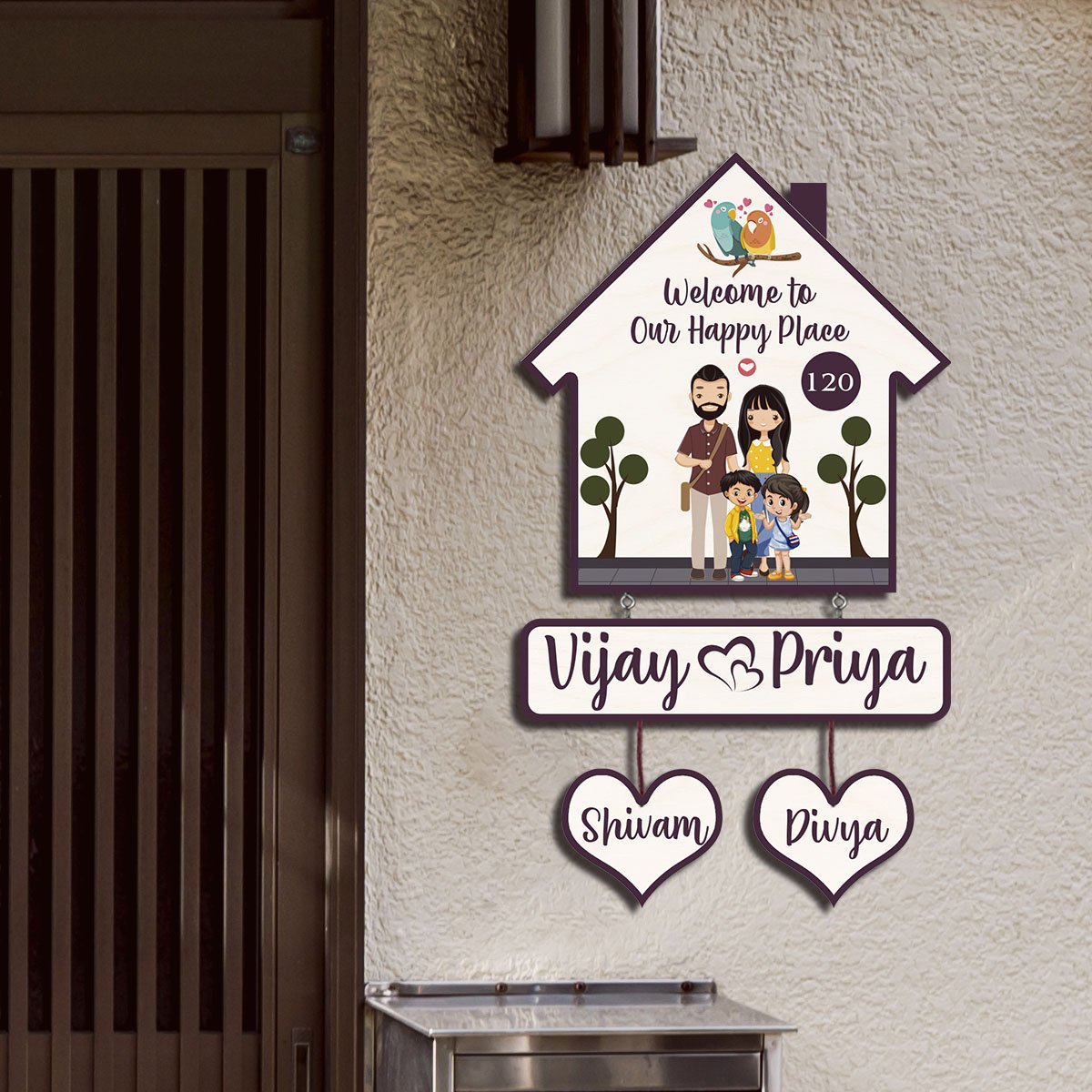 Family Name Plate – House-Shape Silhouette Set - Sblossom