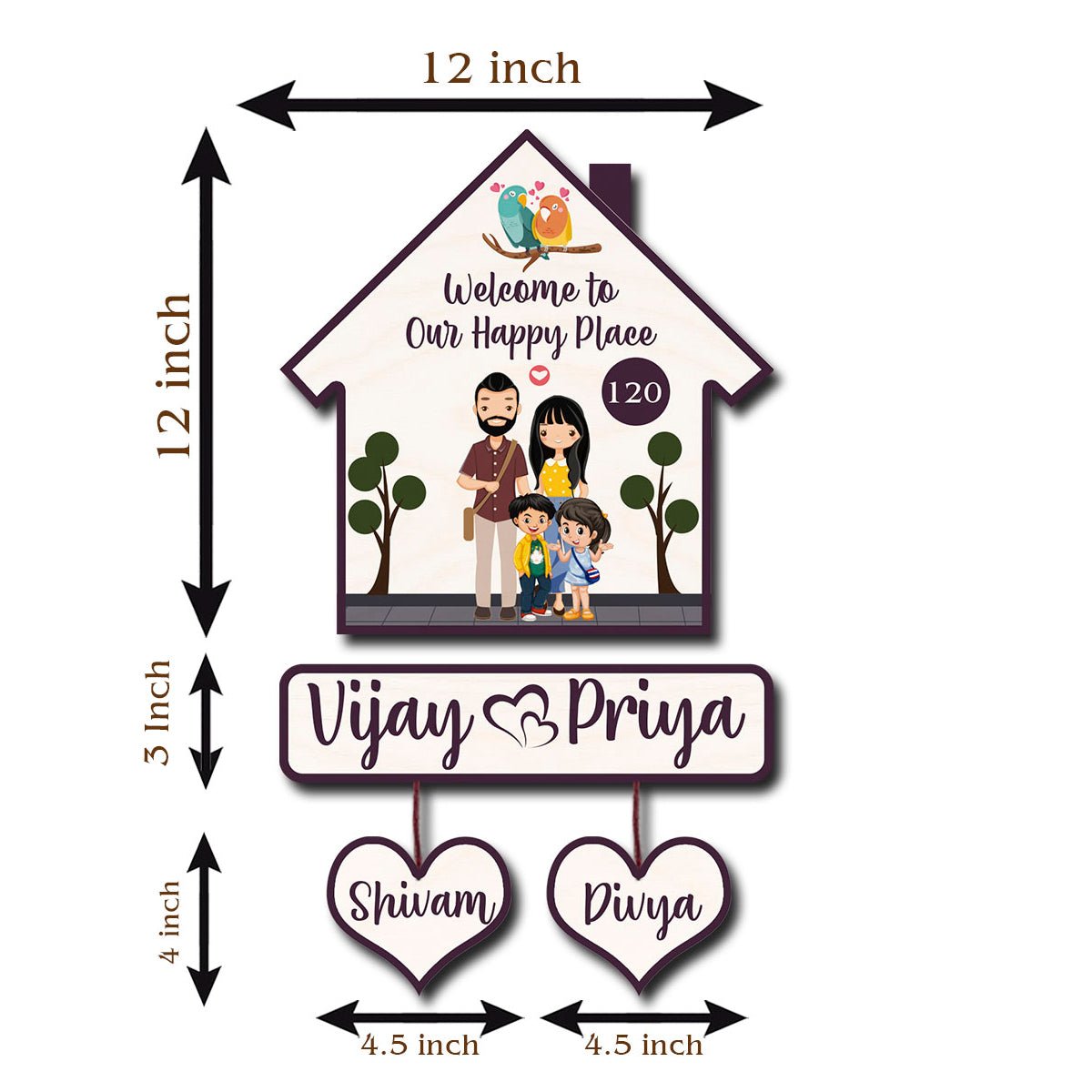 Family Name Plate – House-Shape Silhouette Set - Sblossom