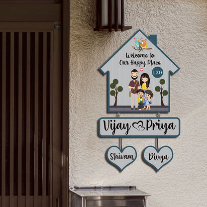 Family Name Plate – House-Shape Silhouette Set - Sblossom