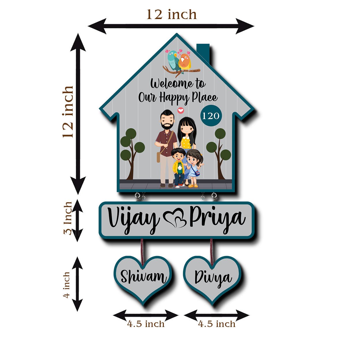 Family Name Plate – House-Shape Silhouette Set - Sblossom