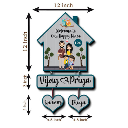 Family Name Plate – House-Shape Silhouette Set - Sblossom