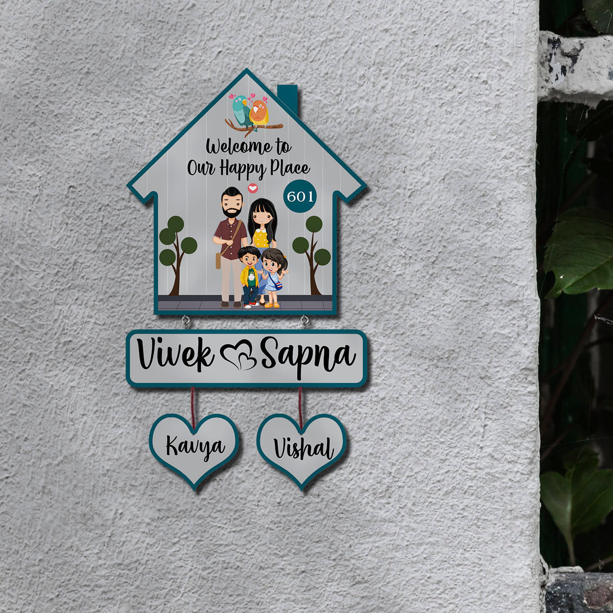Family Name Plate – House-Shape Silhouette Set - Sblossom