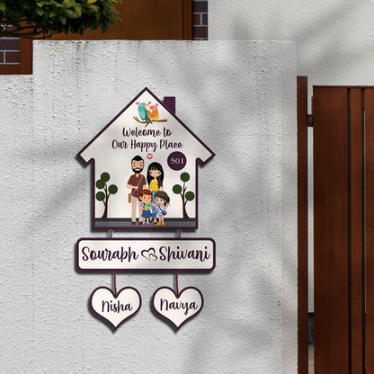 Family Name Plate – House-Shape Silhouette Set - Sblossom