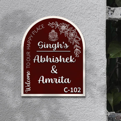 Family Name Plate – Maroon Ganesha Welcome Arch - Sblossom