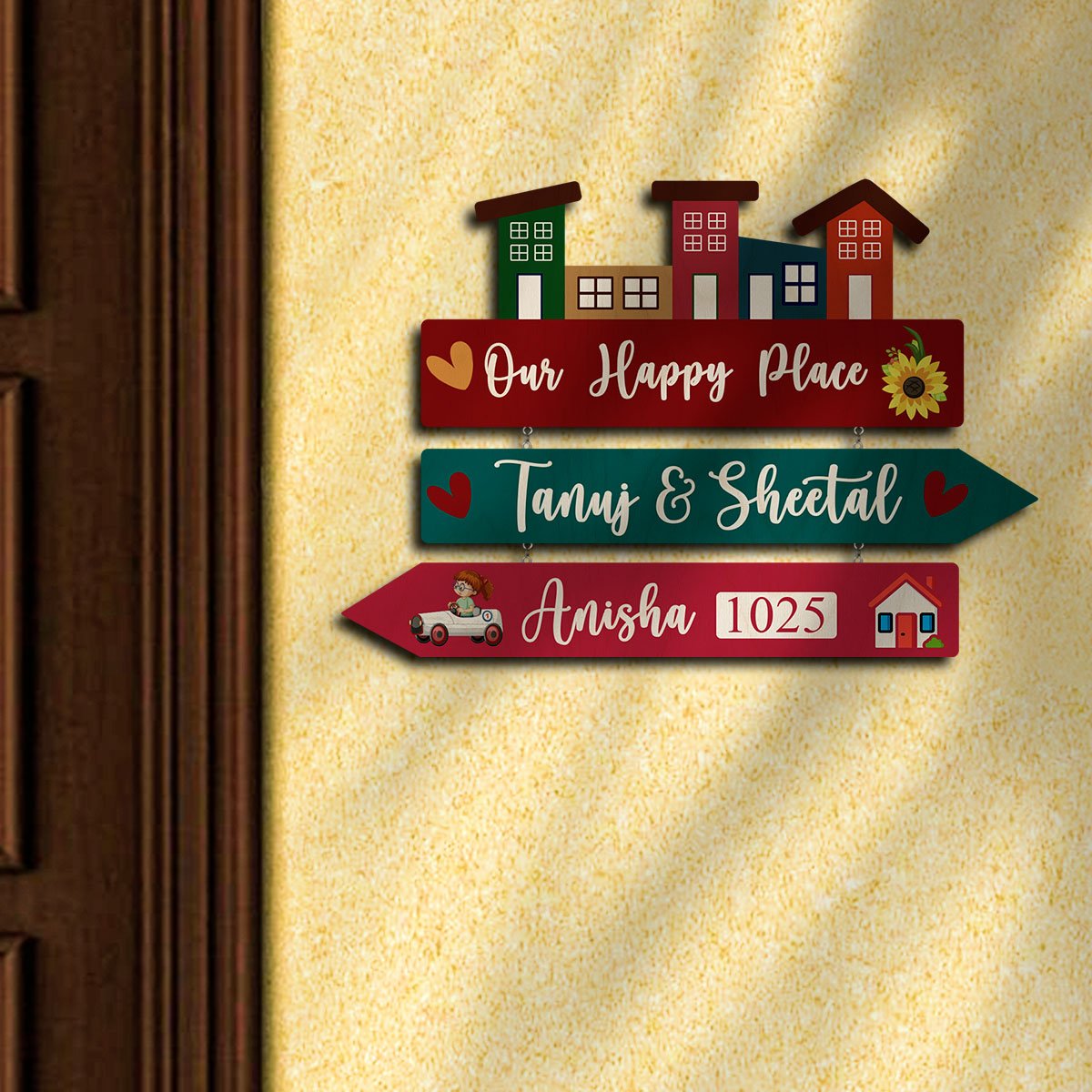 Family Name Plates for Home – Marathi Arrow-Sign Design - Sblossom