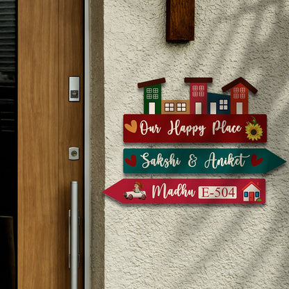 Family Name Plates for Home – Marathi Arrow-Sign Design - Sblossom