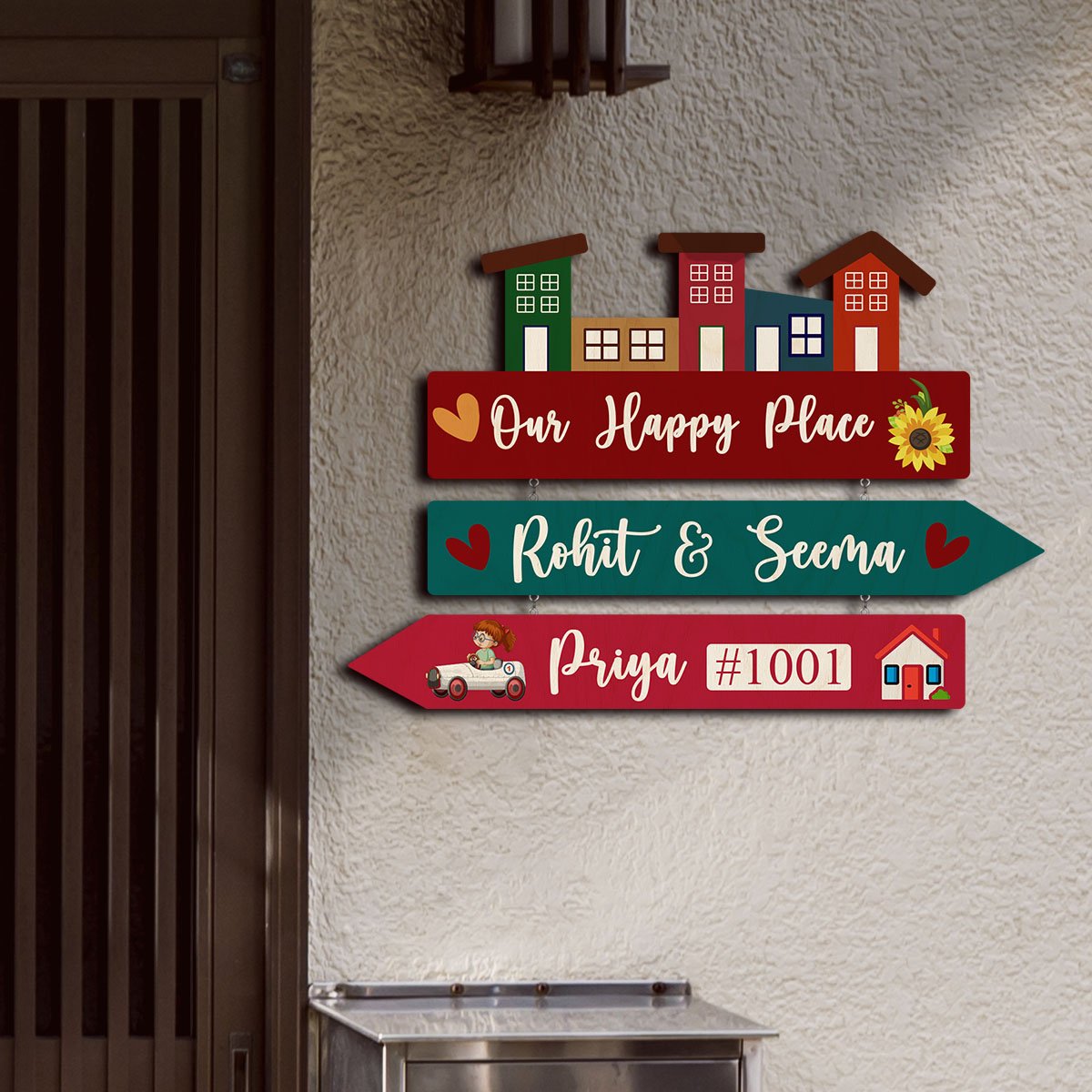 Family Name Plates for Home – Marathi Arrow-Sign Design - Sblossom