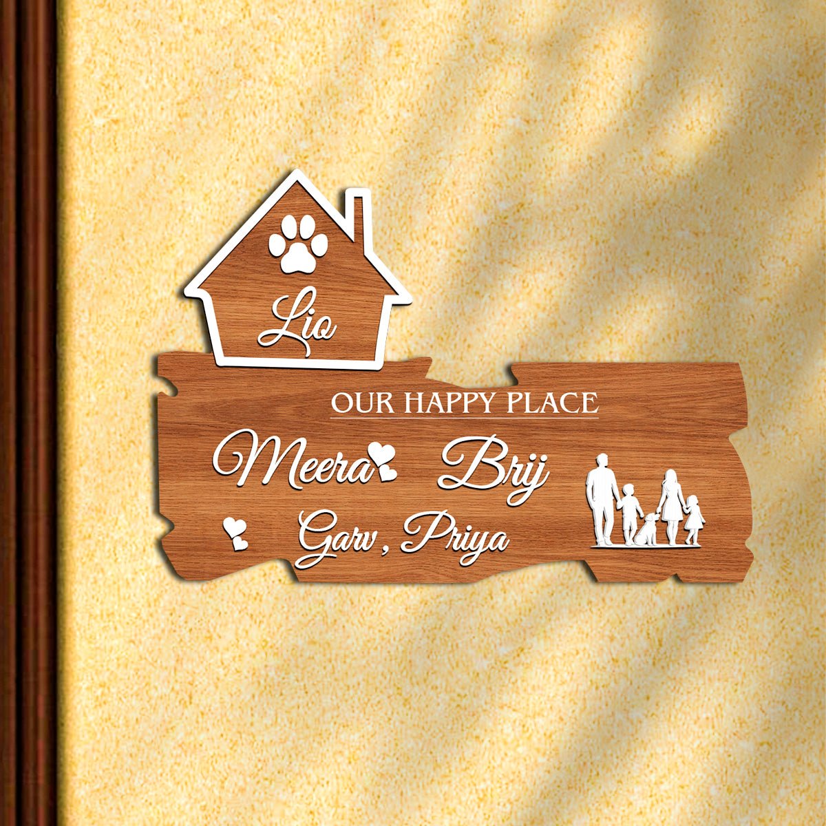 Family & Pet Name Plate – Dog Walk Cutout in 3D - Sblossom