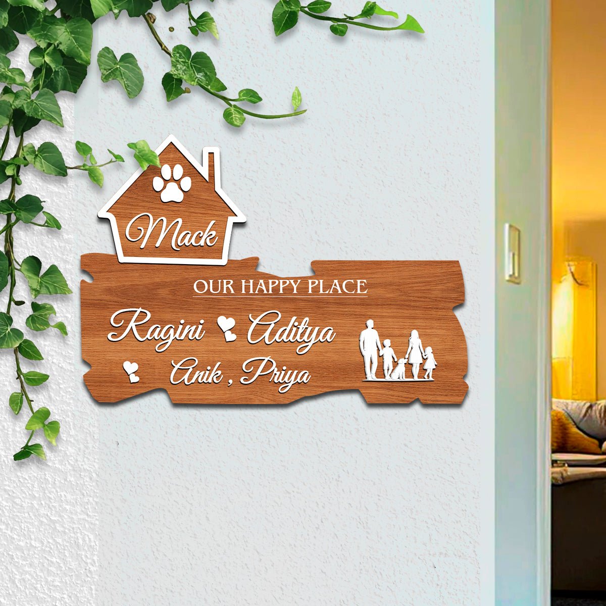 Family & Pet Name Plate – Dog Walk Cutout in 3D - Sblossom