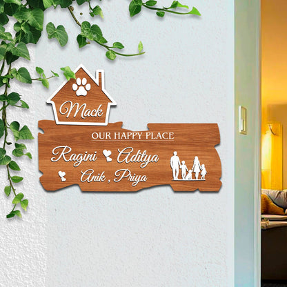 Family & Pet Name Plate – Dog Walk Cutout in 3D - Sblossom