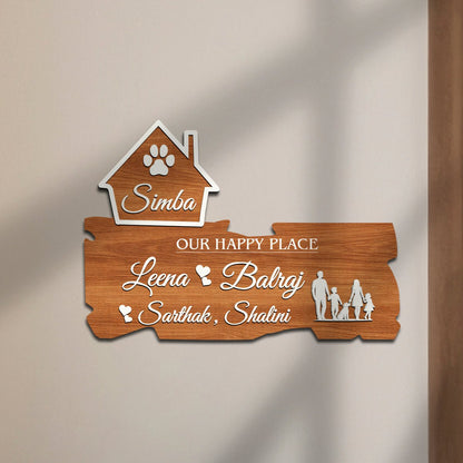 Family & Pet Name Plate – Dog Walk Cutout in 3D - Sblossom