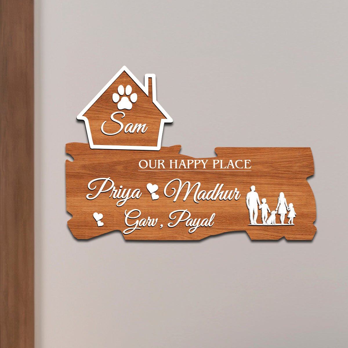Family & Pet Name Plate – Dog Walk Cutout in 3D - Sblossom