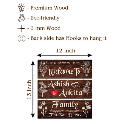 Family Stack Name Plate – Three Panels with Blessing - Sblossom