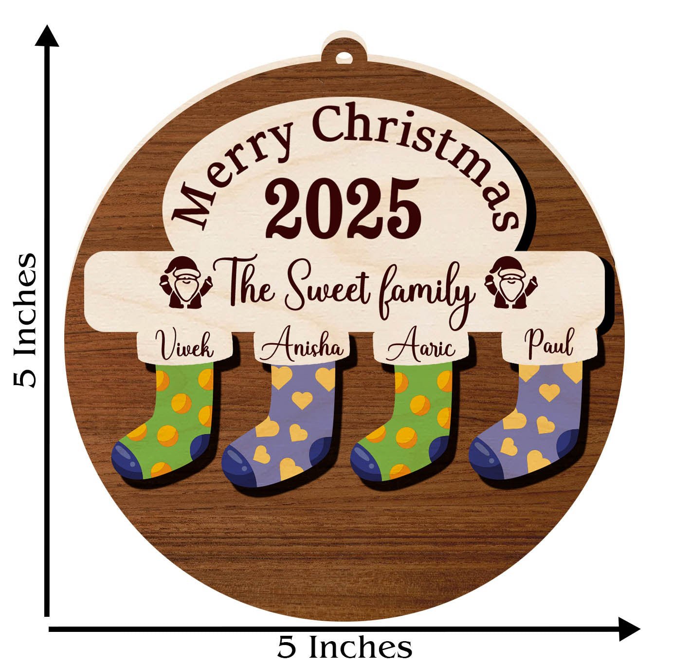 Family Stocking Christmas Ornament – Custom Names Wood - Sblossom